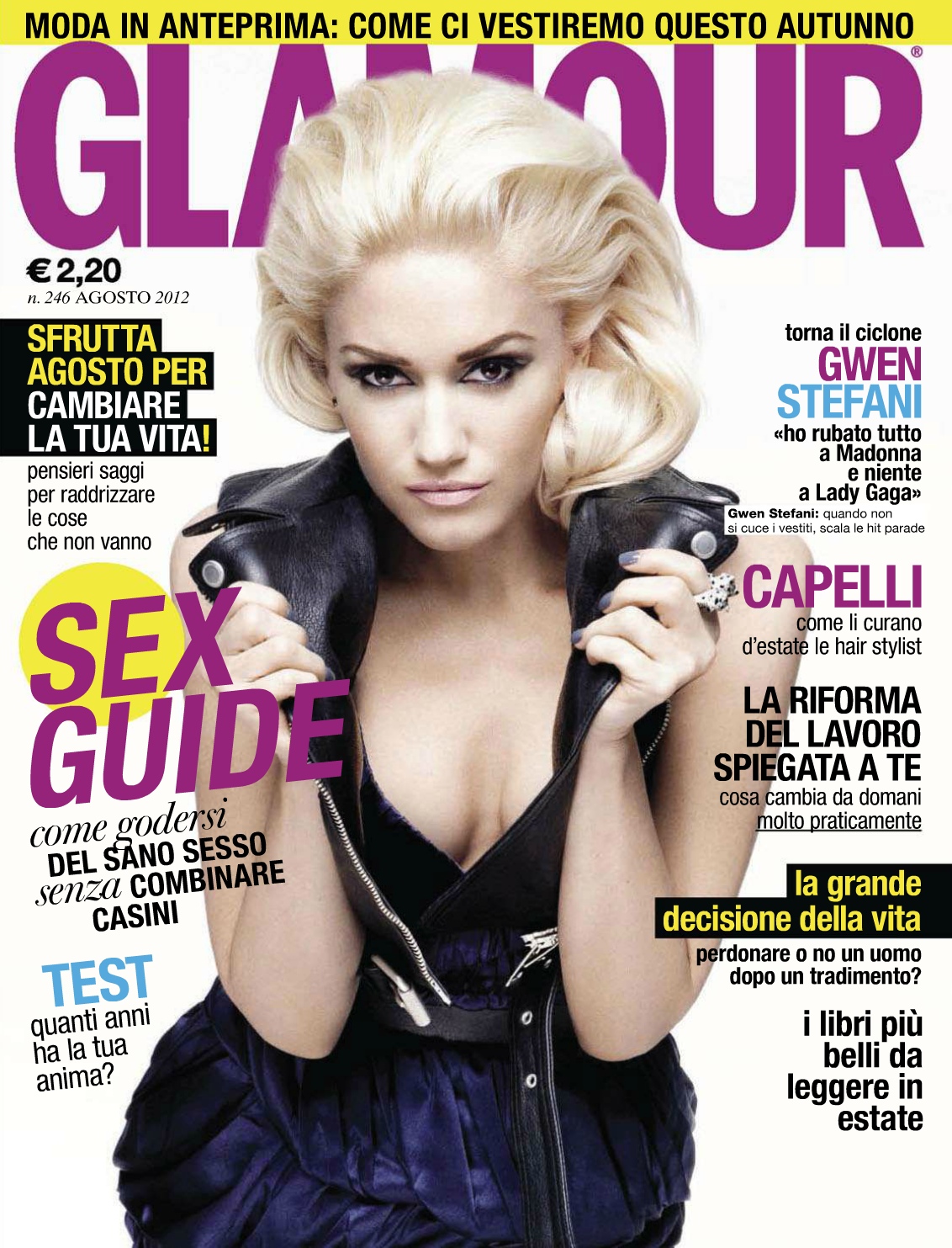 Gwen Stefani shows cleavage for Glamour Magazine Italy August 2012